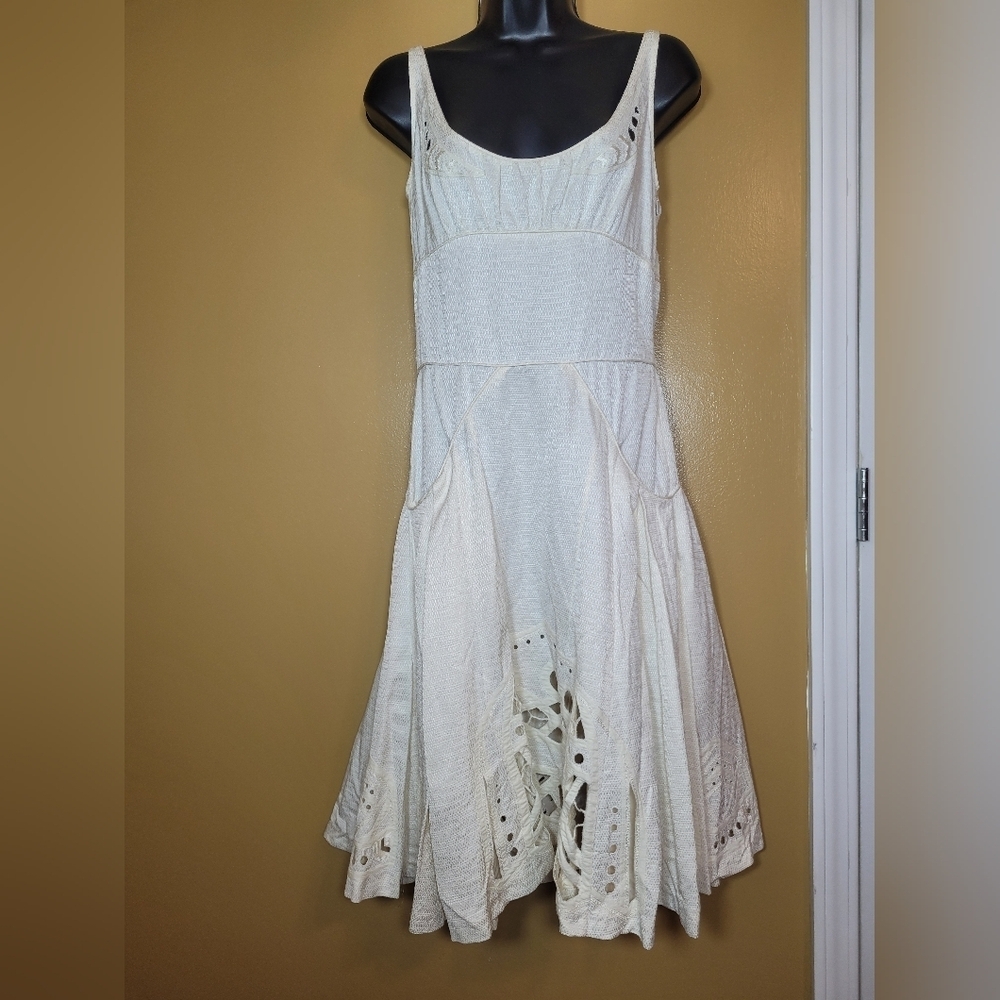 Zac Posen Elegant Cream Sleeveless Linen Blend Formal Dress Sz 6